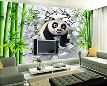 WELLYU 3d new Home decoration papel de parede 3d wallpaper fashion personality hole cute panda bamboo forest TV wall murals3D 2024 - buy cheap