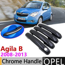 Black Carbon Fiber Door Handle Cover for Opel Agila B Vauxhall 2008~2014 2011 2012 2013 Accessories Stickers Trim Set Chrome 2024 - buy cheap