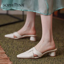 SOPHITINA-Zapatillas de moda para mujer, zapatos de tacón medio con punta cubierta de verano, diseño hueco, de cuero salvaje, diario, AO803 2024 - compra barato