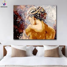 Imagens coloridas por números, faça você mesmo, pintura por números com cores abstratas, mulher, vista traseira, desenho, pintura por números, emoldurado, casa 2024 - compre barato