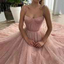 Sevintage Blush Starry Tulle Prom Dresses 2021 Pleated Long Evening Dress A-Line Formal Party Gowns Princess Custom Made Outfits 2024 - buy cheap