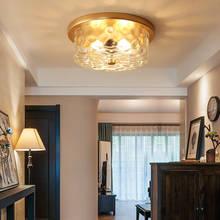 Lámpara de luz Led redonda de estilo nórdico para techo, luces de cristal de hierro modernas para dormitorio, balcón, cocina, pasillo 2024 - compra barato