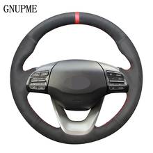 Hand-stitched Black Suede Soft Comfortable Car Steering Wheel Cover for Hyundai Kona 2017 2018 2019 2024 - buy cheap