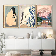 Cherry Blossom Japanese Canvas Paintings Washing the Hair Woman Wall Art Posters Prints Pictures for Living Room Home Decor 2024 - buy cheap