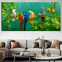 Decoração da parede tamanho grande papagaios coloridos pintura da lona moderna pássaro fotos para sala de estar arte posters e impressões sem moldura 2024 - compre barato
