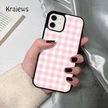 Krajews Pink Plaid coque Phone Case for iPhone 12 13 mini 5 6S 7 8 PLUS X XS XR 11 PRO MAX SE 2020  Cover Funda Shell 2024 - buy cheap