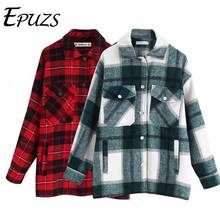 autumn red Plaid coats and jackets women streetwear fashion Long Sleeve office jackets coats Oversized Outerwear 2019 2024 - buy cheap