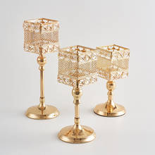 Barras de decoración para centros de mesa de boda, candelabro de oro, candelabro de Metal, candelabro votivo 2024 - compra barato