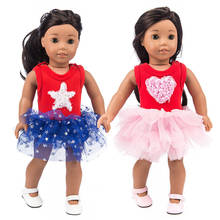 18 Inch Girl Doll Pink Red Blue Lace Dress for 43cm  Baby Doll Skirt Baby Girl New Year Present 2024 - buy cheap