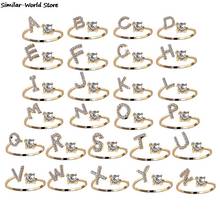 A-Z Letter Gold Color Metal Adjustable Opening Ring Initials Name Alphabet Female Creative Finger Rings Trendy Party Jewelry 2024 - buy cheap