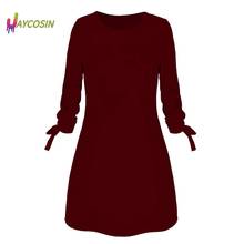 Jaycosin Dress For Women Fashion Solid Color Dress Casual O-Neck Loose Dresses Bow Elegant Beach Female Vestidos Plus Size 2024 - buy cheap