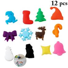 12pcs Silicone Christma Tree Snowman Snowflake Wine Glass Marker Creative Drinking Cup Identifier Party Cup Sign 2024 - buy cheap