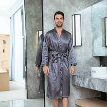 Bata de dormir de satén para hombre, Kimono Yukata suelto, bata de baño, camisón de satén sedoso, ropa de dormir para el hogar 2024 - compra barato
