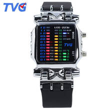 Tvg relógio masculino digital led, esportivo militar, fashion, pulseira de borracha, relógio eletrônico masculino 2024 - compre barato