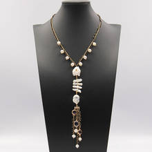 GuaiGuai Jewelry Freshwater White Keshi Pearl Biwa Pearl Black Crystal Necklace 18" Handmade For Women 2024 - buy cheap