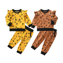 NEW 2020 Toddler Baby Girl Fall Spring Outfits Leopard Print Long Sleeve Ruffle Pullover Tops Pants 2Pcs Clothes Set 6M-4Y 2024 - buy cheap