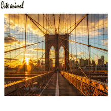 Full Square Drill 5D DIY Diamond Painting Kit New York City Brooklyn Bridge Embroidery Cross Stitch Mosaic Sunset Scenery Decor 2024 - buy cheap