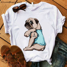 Pug I Love Mom T-shirt 2020 Women Fashion Casual Clothes Print Harajuku Kawaii Tops Tee Short Sleeve Lovely Girl Mama T shirt 2024 - buy cheap