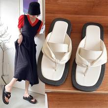 Chanclas de suela gruesa para mujer, zapatillas de piel auténtica con una correa, sandalias de verano con plataforma, 2021 2024 - compra barato