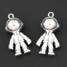 Pingente cosmonauta astronauta, pingente espaçeman cor prata 32x18mm 5 peças, faça você mesmo joias acessórios artesanais 2024 - compre barato