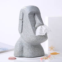 Porta-guardanapos decorativo moai, de ilha de páscoa, pedra de resina, estátua, caixa de papel, caixa de tecido, busto de mesa, ornamento, artesanato de turista, utensílios para casa 2024 - compre barato