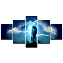 Printed Frame Modular Picture Large Canvas Painting 5 Panel Animal Wolf For Bedroom Living Room Home Wall Art Decoration 2024 - buy cheap