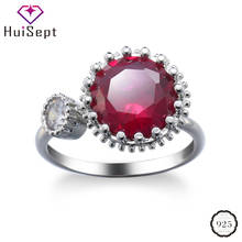 HuiSept Retro Women Rings 925 Silver Jewelry Ruby Zircon Gemstone Open Ring Accessories for Wedding Engagement Gift Wholesale 2024 - compra barato