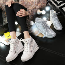 Spring Sneakers Women Wedge Platform Lace Mesh Vulcanized New Female Lace Up Casual Height Increase Shoes Ladies Fashion 2024 - buy cheap