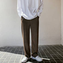 Korean Style Pleated Pants Men's Fashion Elastic Waist Casual Pants Men Streetwear Wild Loose Hip-hop Straight Trousers Mens 2024 - buy cheap