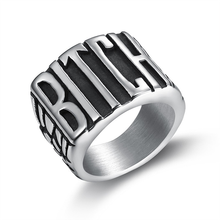 Панк BITCH кольца для мужчин и женщин рейв праздничные украшения в стиле «хип-хоп» Нержавеющая сталь уличный Байкер Мотоцикл с надписью круто кольцо на палец 2024 - купить недорого