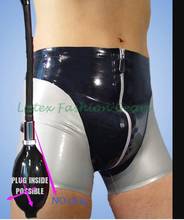 Hot sale black with silver handmade latex shorts male boxer shorts rubber shorts ( NO plug) 2024 - buy cheap