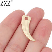 Zxz pingente dourado de 10 peças, amuleto com dentes martelados, para colar, fazer joias, achados, 25x10mm 2024 - compre barato