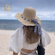 Chapéu de palha natural feito à mão, feminino, masculino, para praia, verão, chapéu de pescador, moda, crochê, viseira de proteção dobrável, chapéu de sol 2024 - compre barato