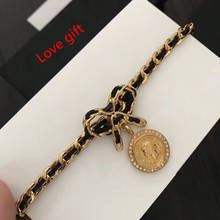 Brand Fashion Jewelry For Women Vintage metal leather Neckalce Gold Chain C Letter choker round coin butterfly bowknot necklace 2024 - buy cheap