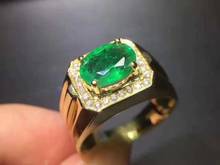 Natural and Real emerald ring Man Ring Free shipping 925 sterling silver 5*7mm gemstone Fine jewelry 2024 - buy cheap