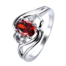 Moda jóias oval vermelho/azul anel de pedra feminino zircônia cúbica anel bague noivado casamento festa anéis bijoux l5h224 2024 - compre barato