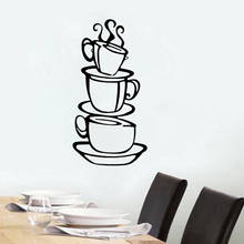 Pegatinas de pared para café, calcomanías de vinilo para taza de café, tazas de té, calcomanía para decoración de habitación de cocina, pegatina extraíble para ventana de restaurante C6021 2024 - compra barato