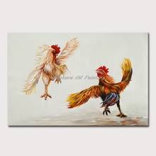 Mintura Wall Picture for Living Room Oil Paintings on Canva Hand Painted Two Roosters fighting Home Decoration Wall Art No Frame 2024 - buy cheap