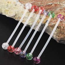 TIANCIFBYJS WholesaIe Industrial Barbell Earrings 14G Tragus Cartilage Helix Body Piercing Jewelry 38mm Bar Acrylic Gliter Balls 2024 - buy cheap