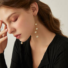 Trend Simulation Pearl Long Earrings Female White Round Pearl Wedding Pendant Earrings Fashion Korean Jewelry Earrings 2024 - buy cheap