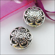 Fashion 8Pcs Tibetan Silver Round Flower Heart Flat Spacer Beads Charms 17mm 2024 - buy cheap