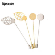 Kyunovia Gold Long Brooch DIY Boutonnieres Lapel Pin Dress Leaf Components for Jewelry Making Brooches Base/Tray D147 2024 - buy cheap