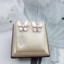 Brincos de borboleta em prata esterlina s925, temperamento japonês e coreano, simples, hipoalergênico, joias de prata 2024 - compre barato