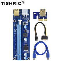 5pcs TISHRIC Golden gpu PCIE/PCI-E Riser 009S card PCI E X16 PCI Express Molex 6Pin to SATA 1X 16X USB3.0 Extender LED Mining 2024 - buy cheap