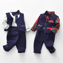 Baby Boys Gentleman Clothing Set Newborn 1st Birthday Formal Outfit for Boy Infant Autumn 3Pcs Christening Clothes Suit 2024 - buy cheap