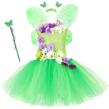 1 Set Garden Fairy Tutu Dress Green Girls Kids Fancy Flower Fairy Dress Outfit Children Girl Birthday Party Halloween Costume 2024 - buy cheap