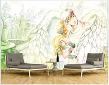 Papel tapiz 3d personalizado para decoración del hogar, mural de Foto pintado a mano de estilo europeo, Ángel, pareja, sala de estar, papel tapiz para paredes 3 d 2024 - compra barato