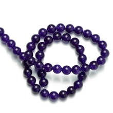 Wholesale Dark Purple Jades Beads Natural Stone Round Loose Beads for Jewelry Making Necklace Bracelet DIY 4 6 8 10 12 14mm 2024 - buy cheap