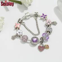 Seialoy Fashion Purple Crystal Charm Bracelets For Women Girl Original Heart  Pendant Daisy Flower Beads Bangle Jewelry 2024 - buy cheap