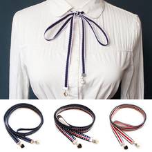 Suéter con cuello de mariposa para mujer, corbata de lazo, correa de aleación para la cabeza, lazo, uniforme 2024 - compra barato